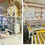 15 кг жинтэй модон үрэл дүүргэх шуудай Палетжуулах шугам хүргэхэд бэлэн боллоо